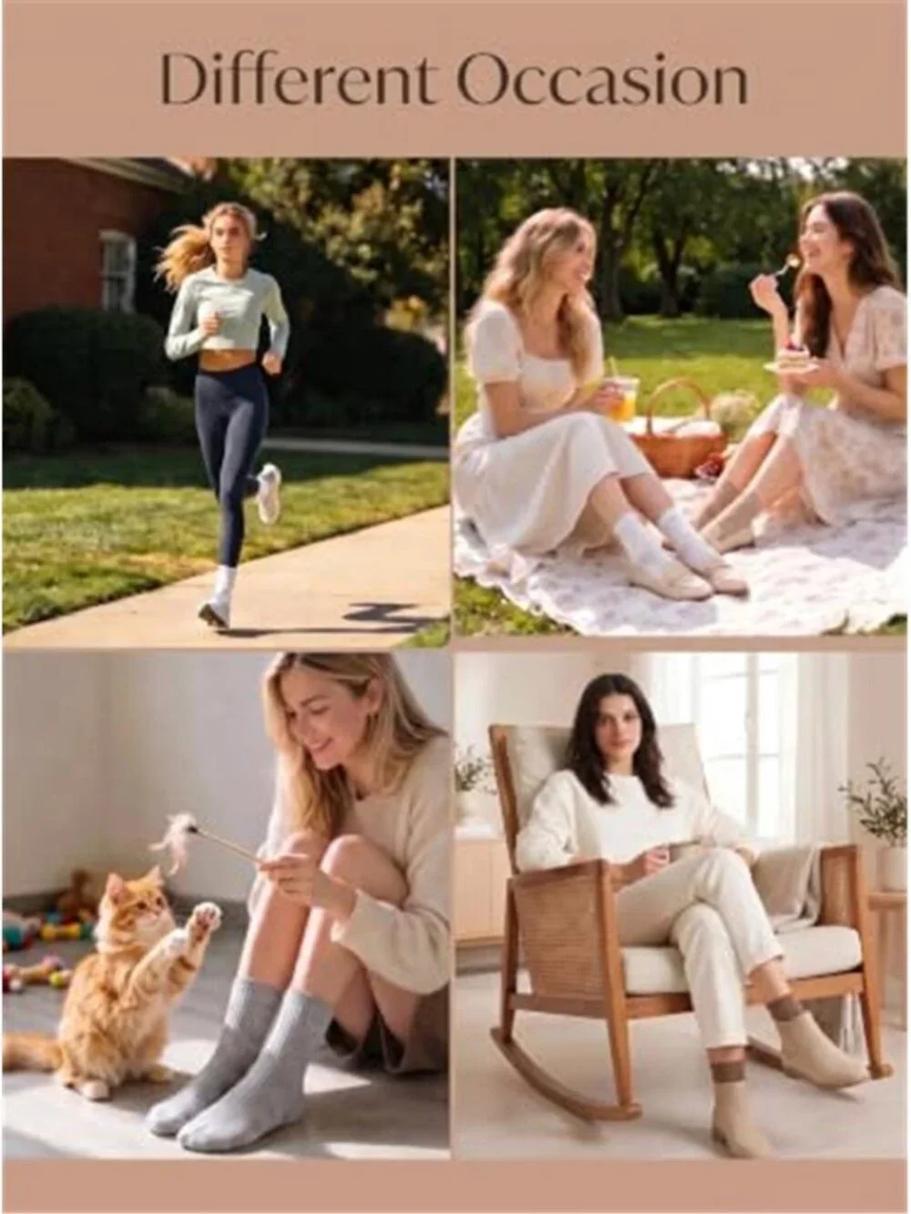 6 Pairs Cotton Crew Socks for Women Long Boot Socks
